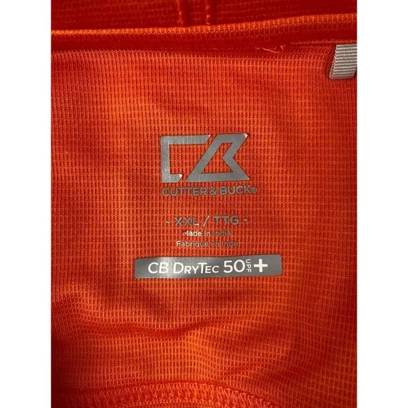 CUTTER & BUCK Prospect Texture Stretch Polo SZ XXL Orange CB DryTec 50 UPF+ Golf - Picture 3 of 6